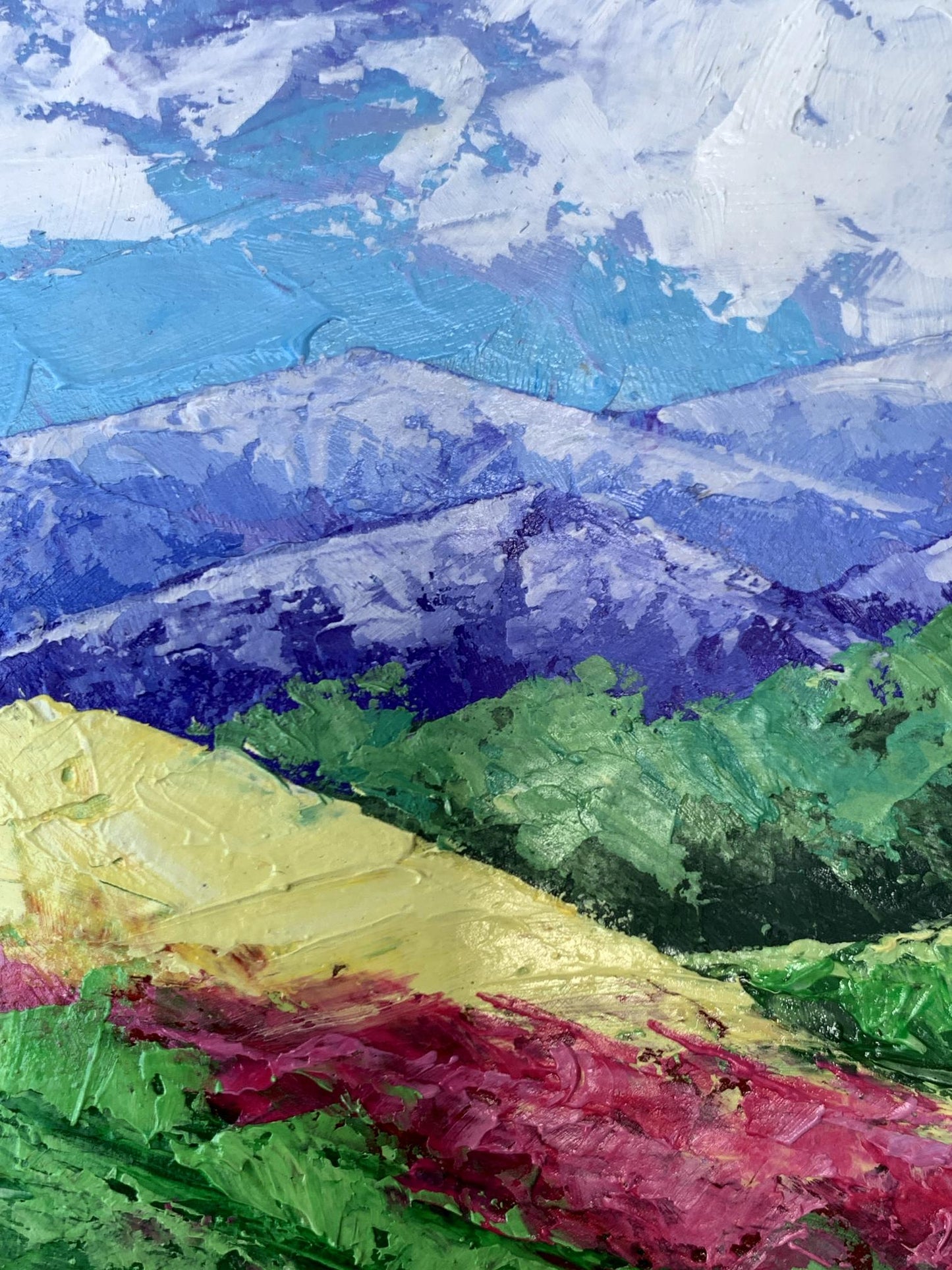 Oil painting Mountains and clouds V. Zadorozhnya