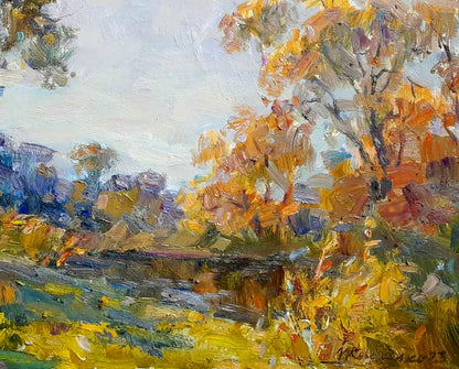 Oi painting Walk along the river Ivan Kovalenko