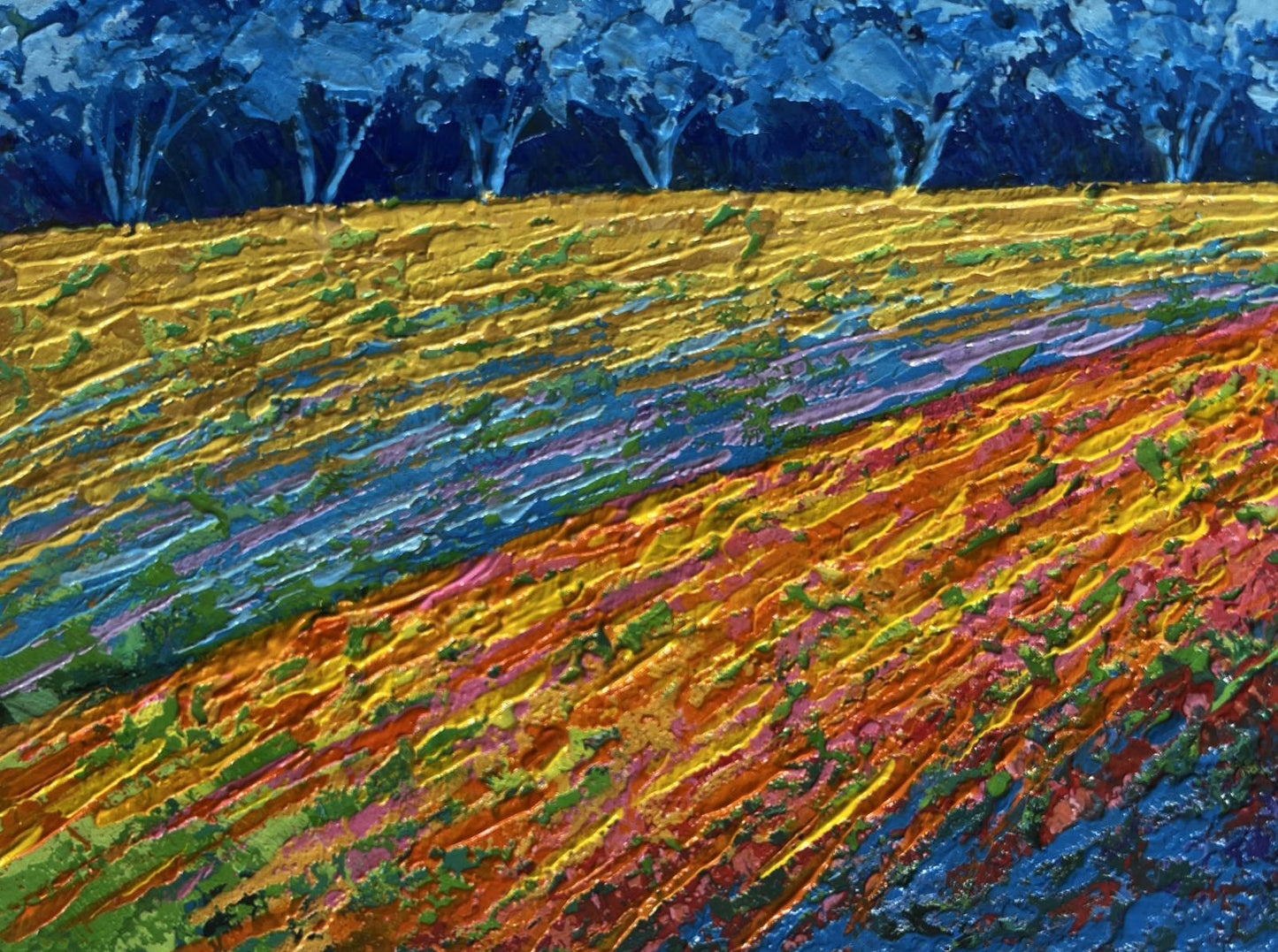 Oil painting Quiet evening in blue shadows V. Zadorozhnya