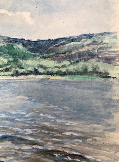 Watercolor painting On the river bank O. Umansky