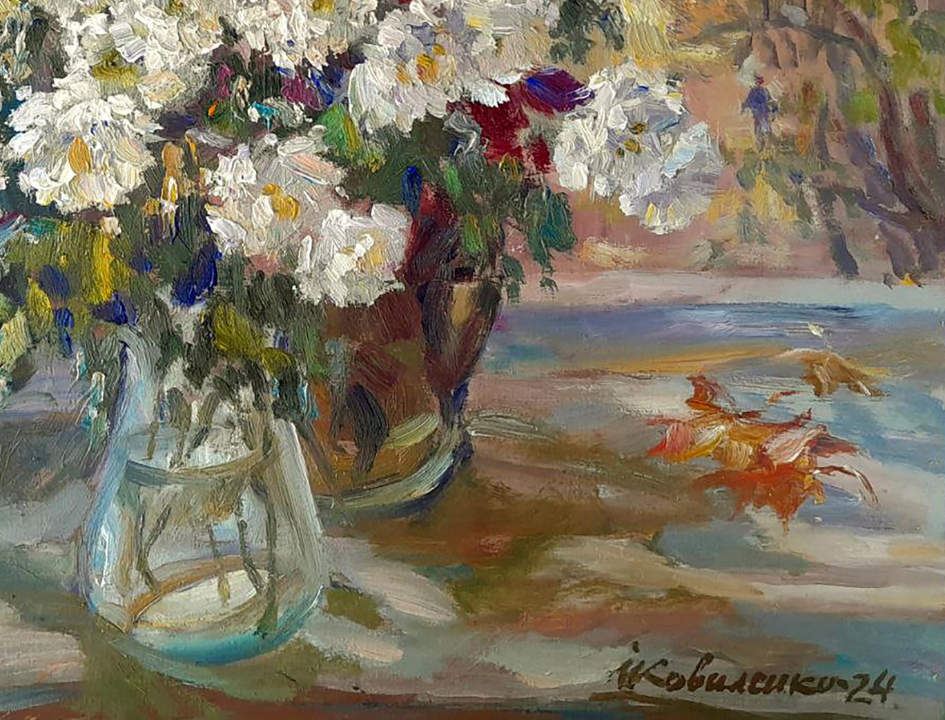 Oi painting A gift of autumn flowers Ivan Kovalenko