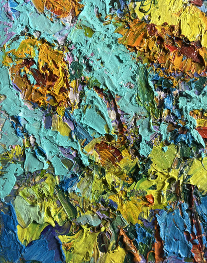 Oil painting Sunflowers in the field Oksana Ivanyuk