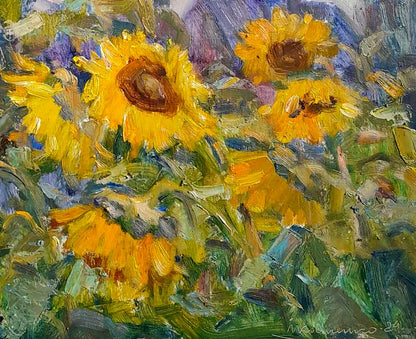 Oi painting Sunflowers in the field Ivan Kovalenko