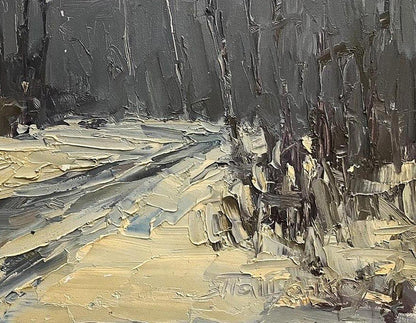 Oil painting In the winter forest Volodymyr Pashchenko