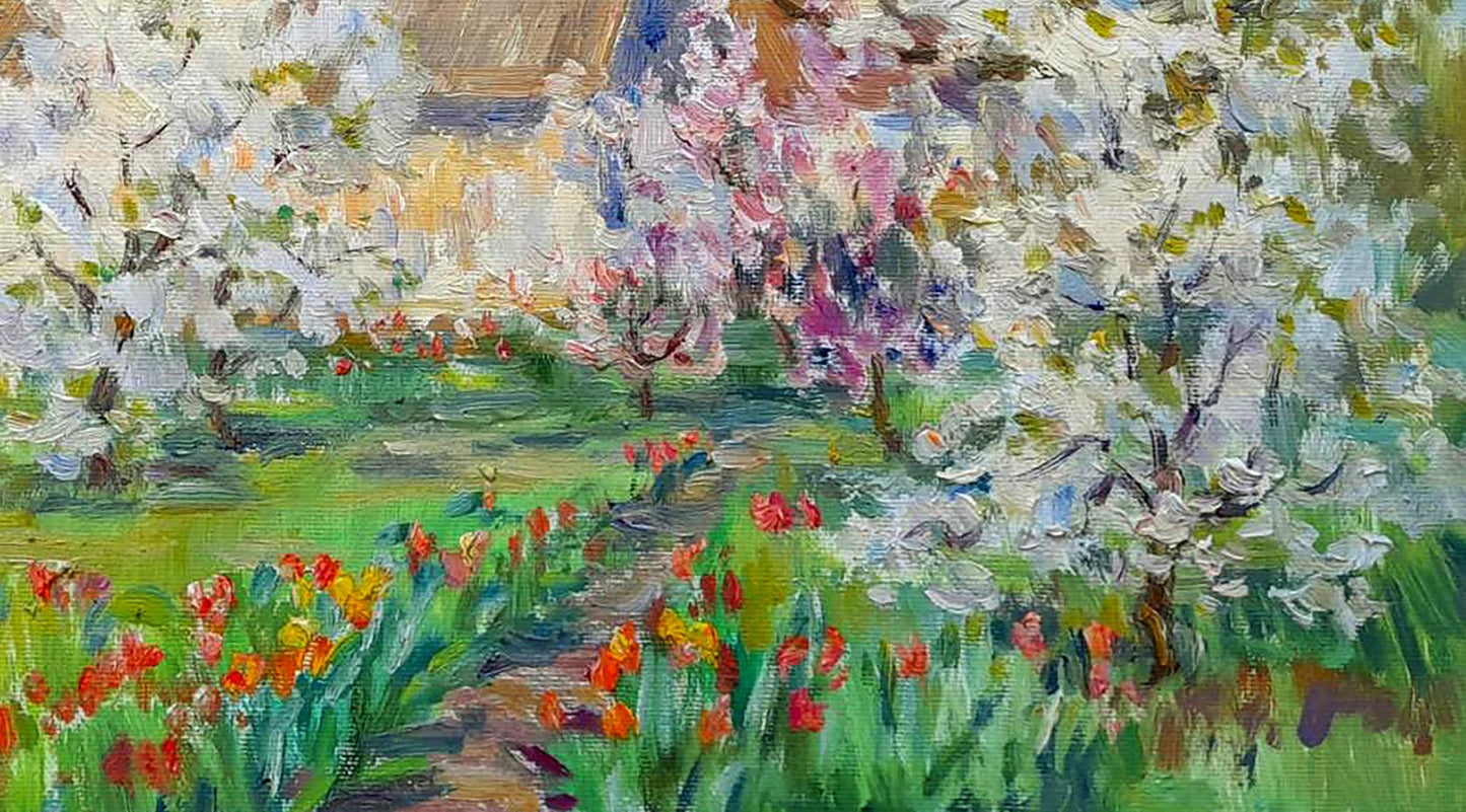 Oi painting Tulips in the garden Ivan Kovalenko