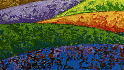 Oil painting Fiery sky over green forest V. Zadorozhnya