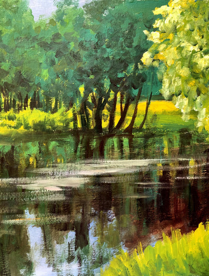 Oil painting Forest river Valentina Simashchuk