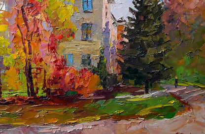 Oil painting Cityscape with autumn Boris Serdyuk