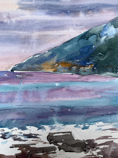 Watercolor painting The sun behind the clouds Unknown artist