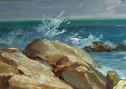 Oil painting Sailboats on the sea horizon Yuriy Suprunchuk