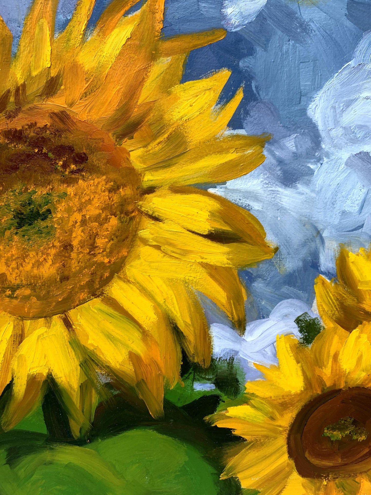 Oil painting Sunflowers and clouds Valentina Simashchuk