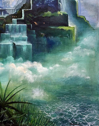 Oil painting Valley of waterfalls Serhii Prybyshenya