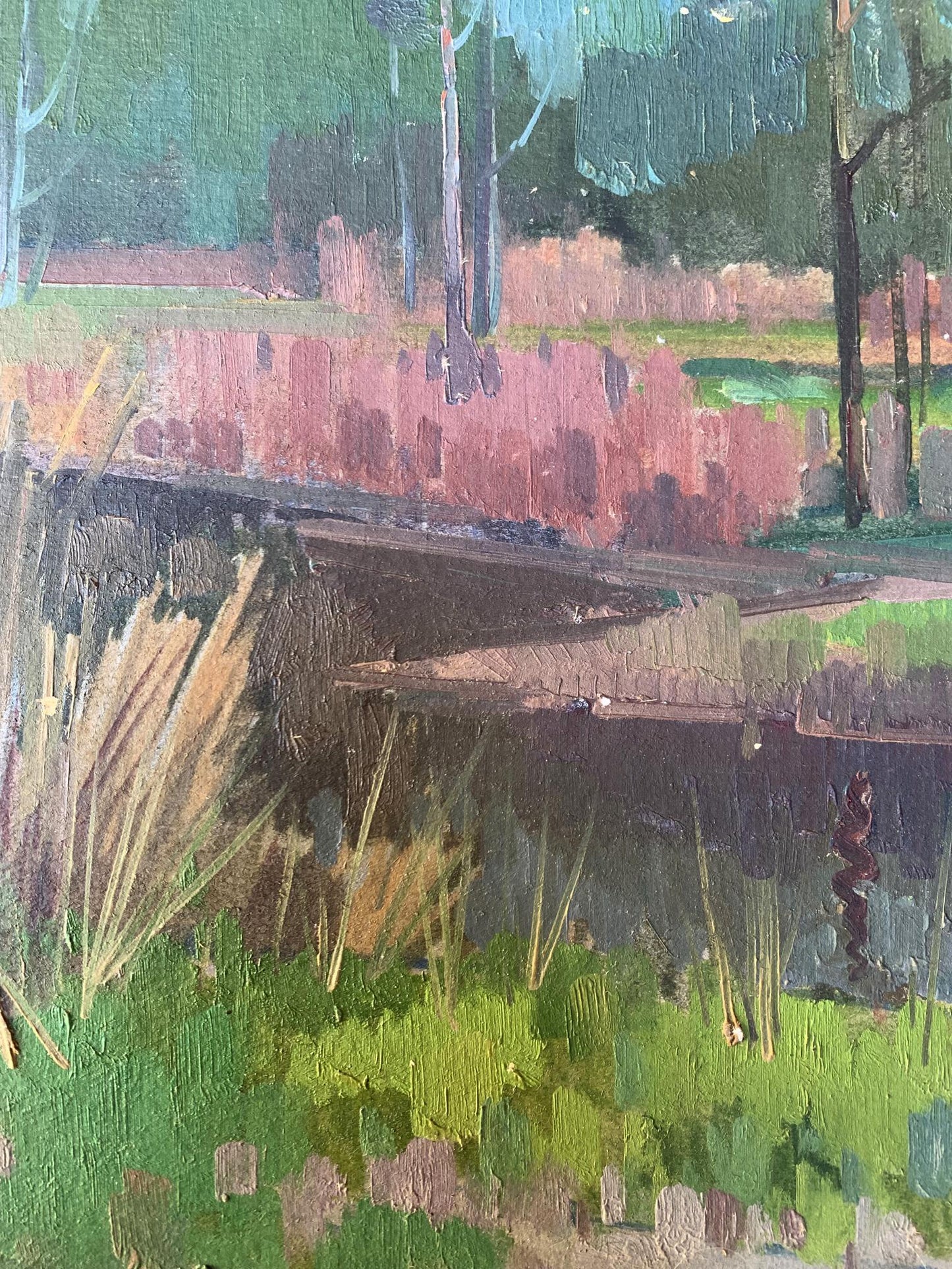 Oil painting There is a river in the forest Peter Dobrev