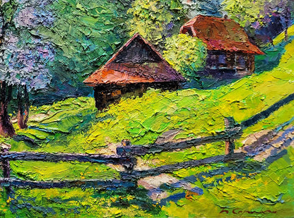 Oil painting Austrian houses Boris Serdyuk