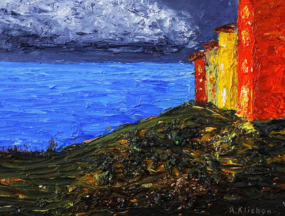 Oil painting Seaside street landscape Andriy Klishyn