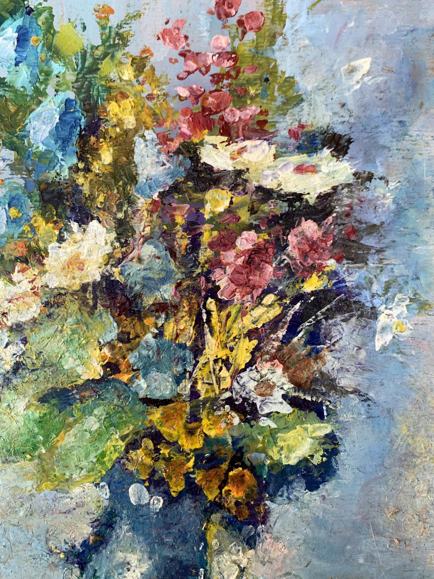 Oil painting Wild flowers in a blue vase Vadim Aksenov