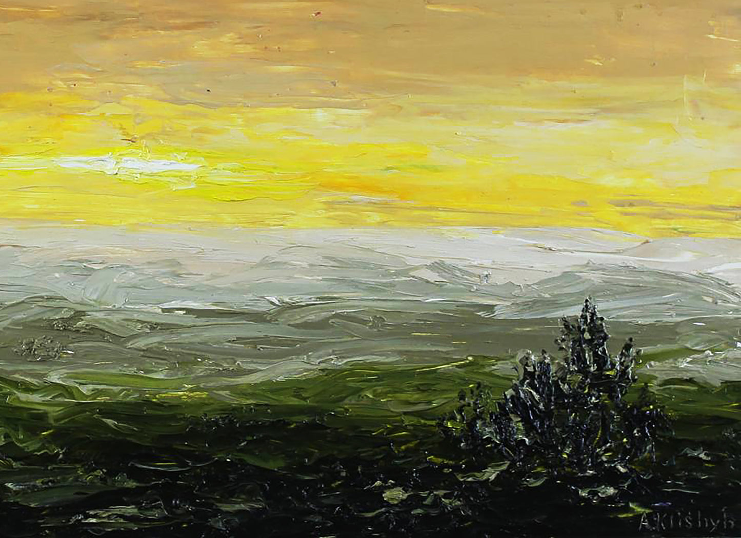 Oil painting Beige landscape Andriy Klishyn