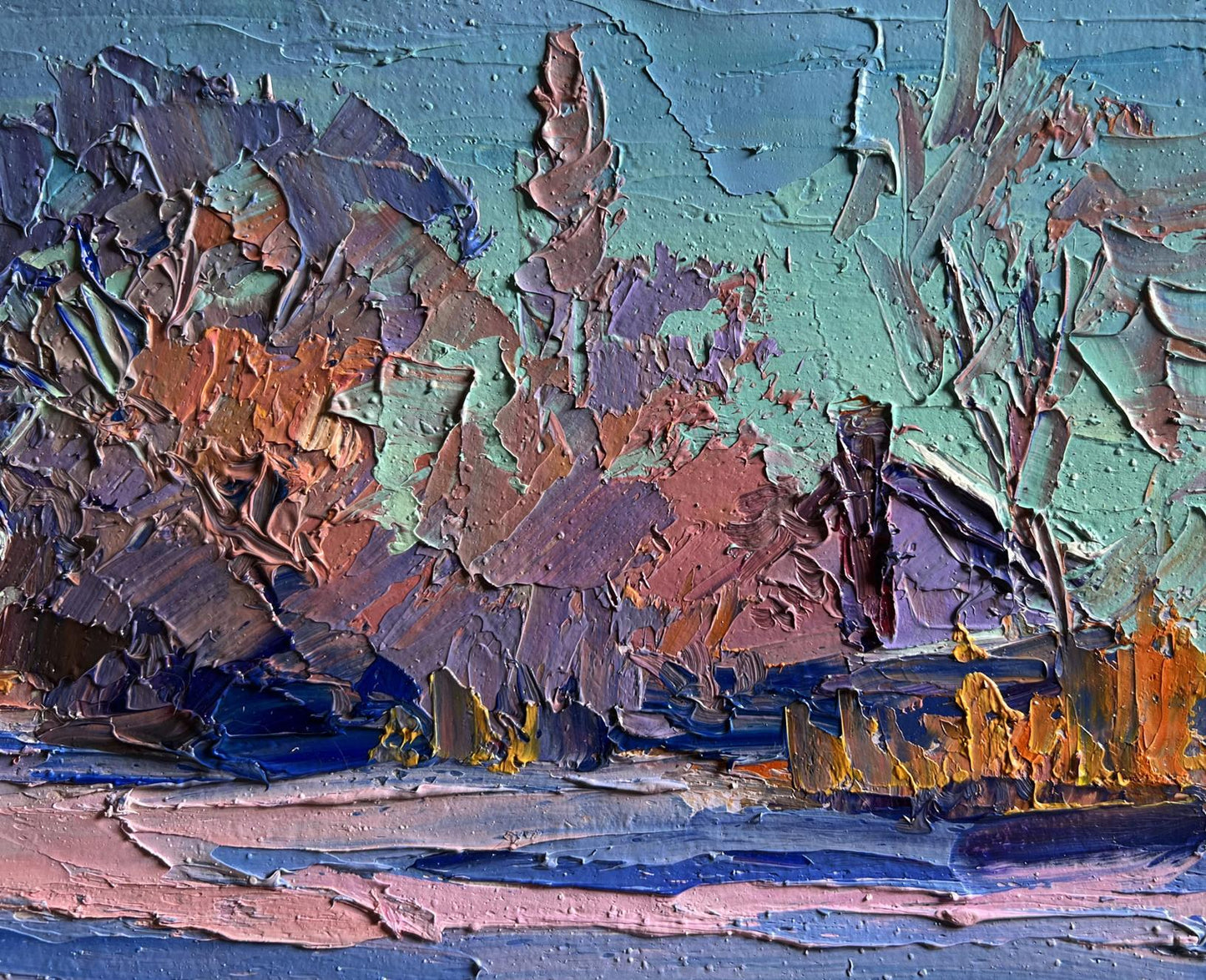 Oil painting Pink morning in winter Boris Serdyuk