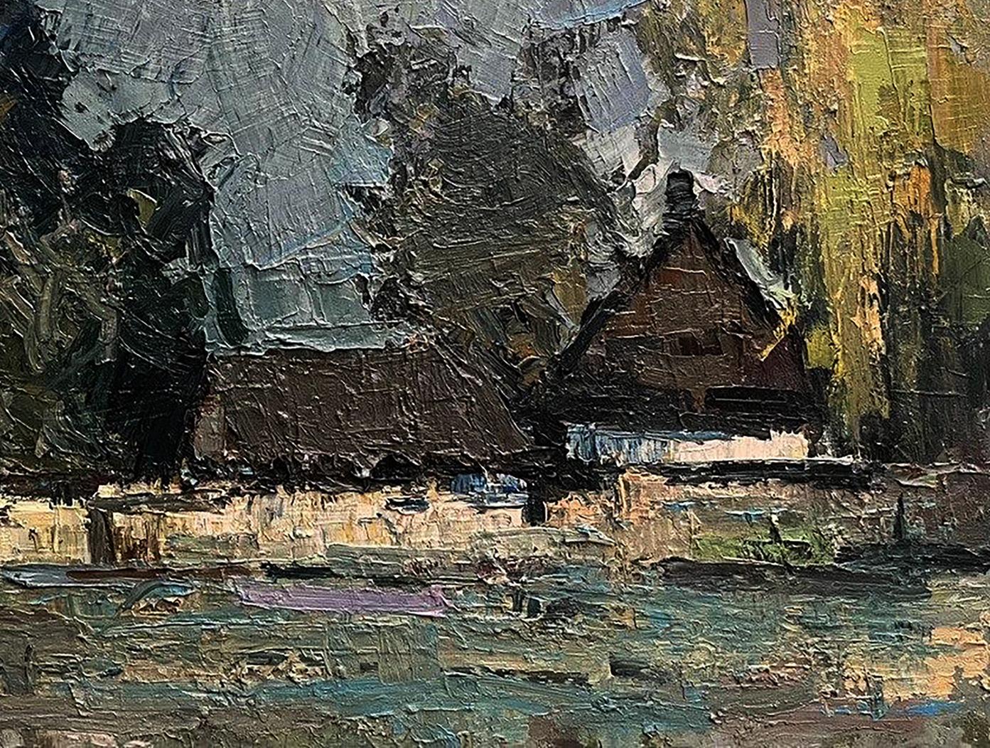 Oil painting Houses by the forest Volodymyr Pashchenko