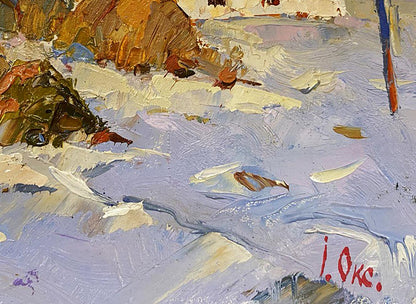 Oil painting Winter House Oksana Ivanyuk