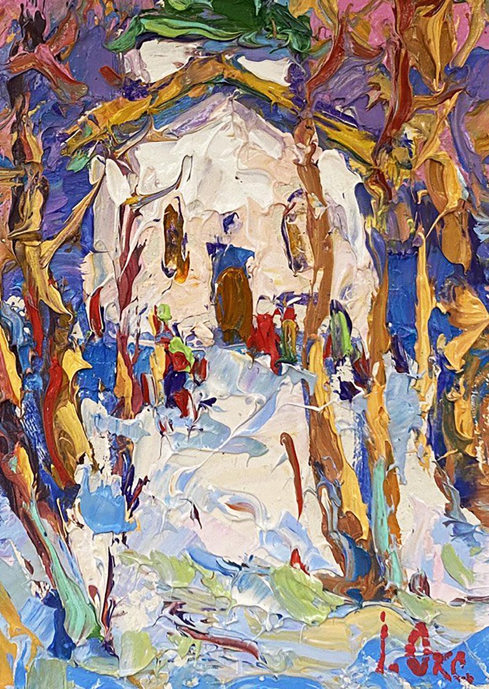 Oil painting March snowy days Oksana Ivanyuk