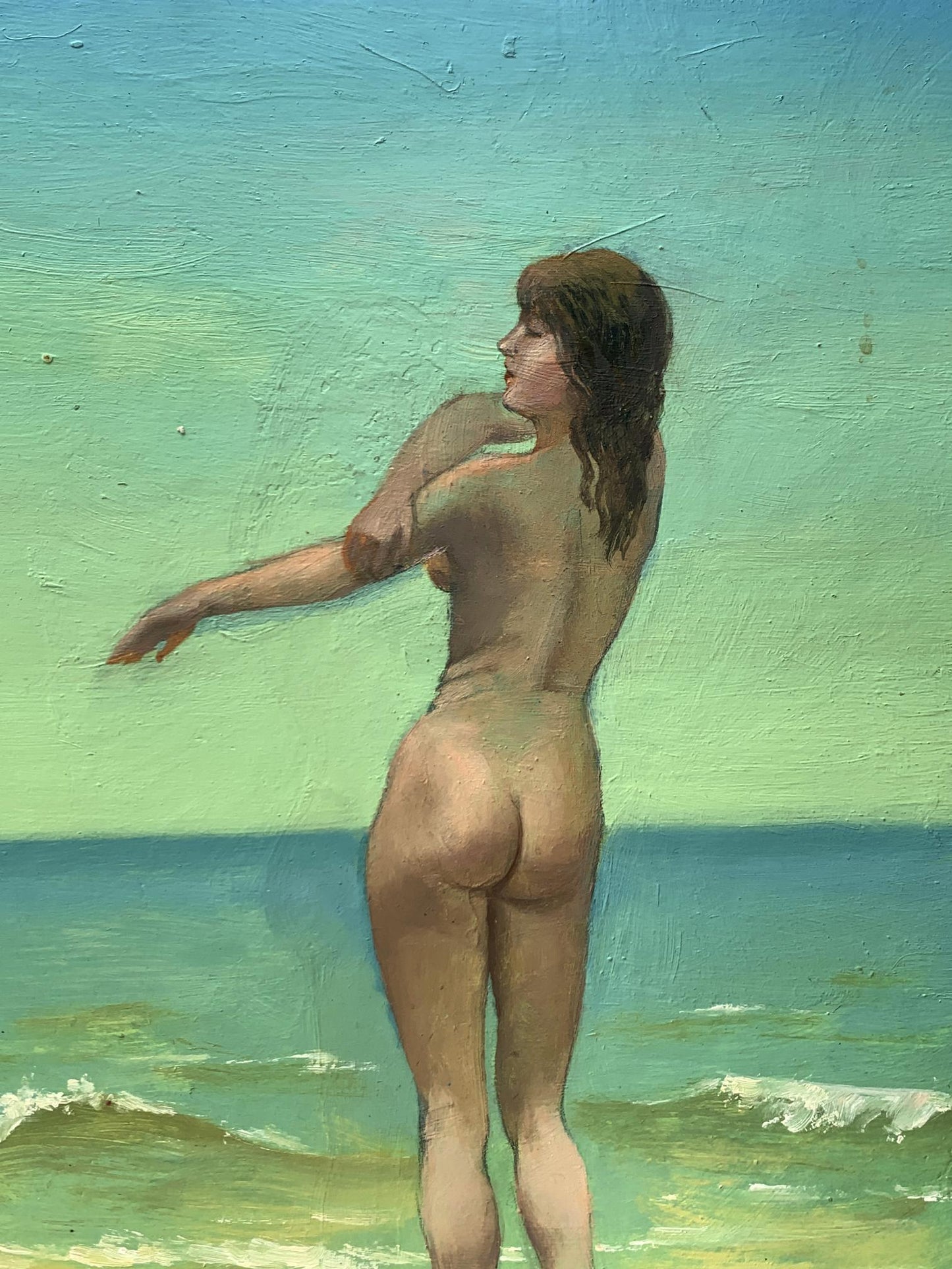 Oil painting Girl on the beach Mykhailo Burdylo