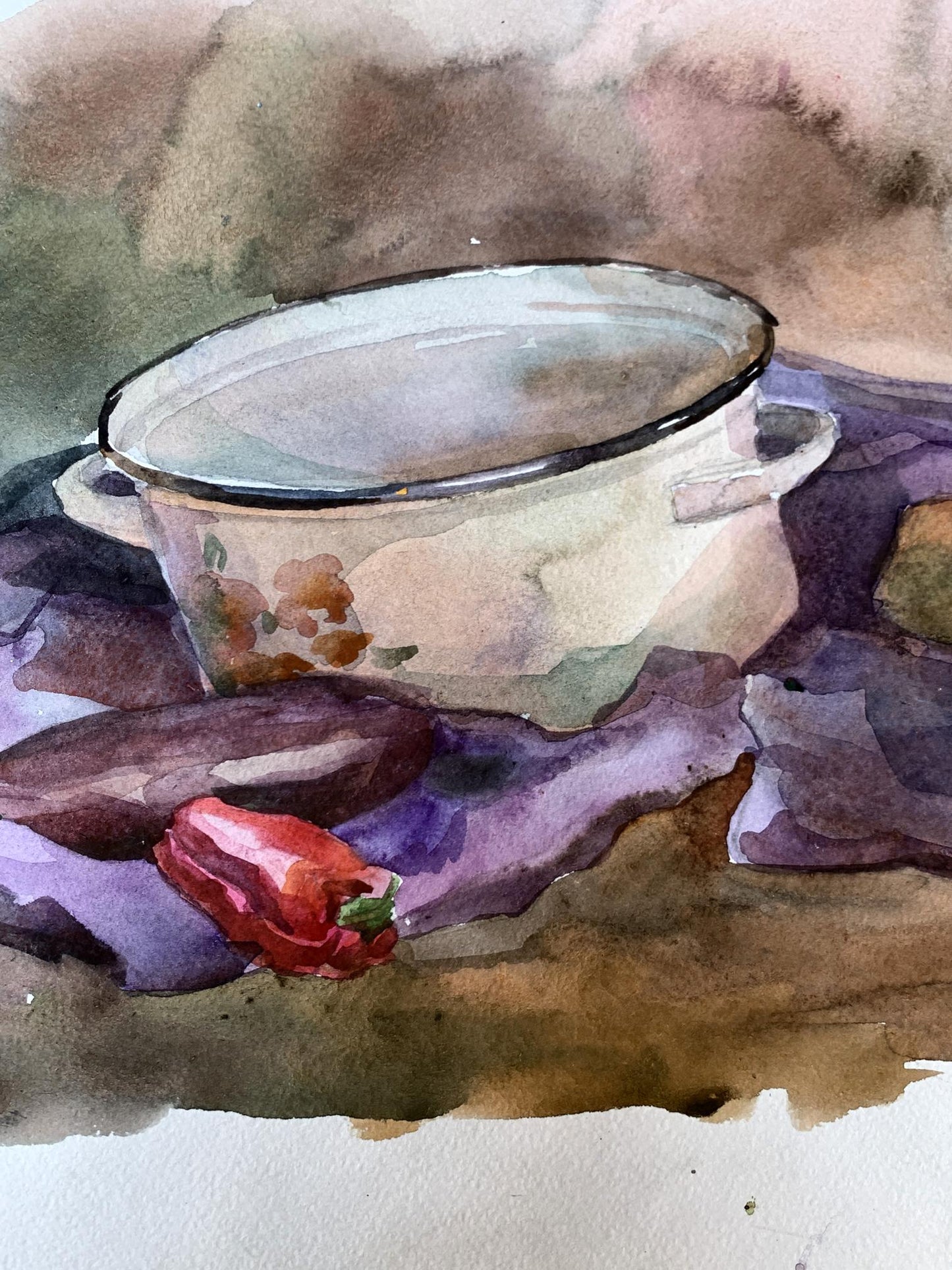 Watercolor painting Start cooking Unknown artist