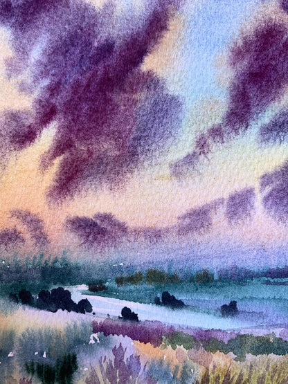 Watercolor painting Shore is covered with clouds Svetlana Gramm