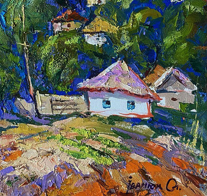 Oil painting A village in a valley Oleksiy Ivanyuk