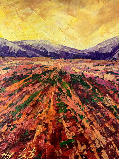 Oil painting Mountain sunset V. Zadorozhnya