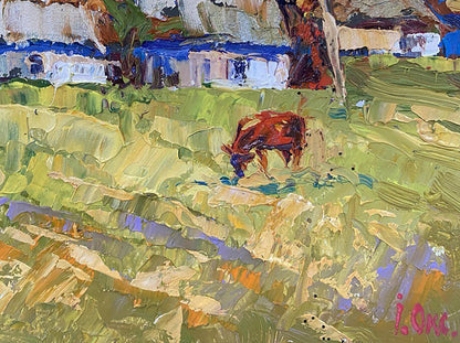 Oil painting Horse in the field Oksana Ivanyuk