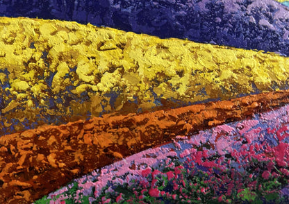 Oil painting Mountain range in scarlet tones V. Zadorozhnya