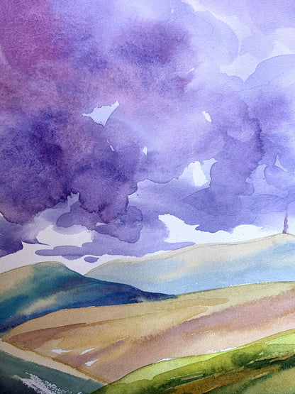 Watercolor painting Mountain View Svetlana Gramm