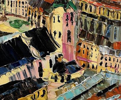 Oil painting Panorama of the old town Horishnyi N.A.