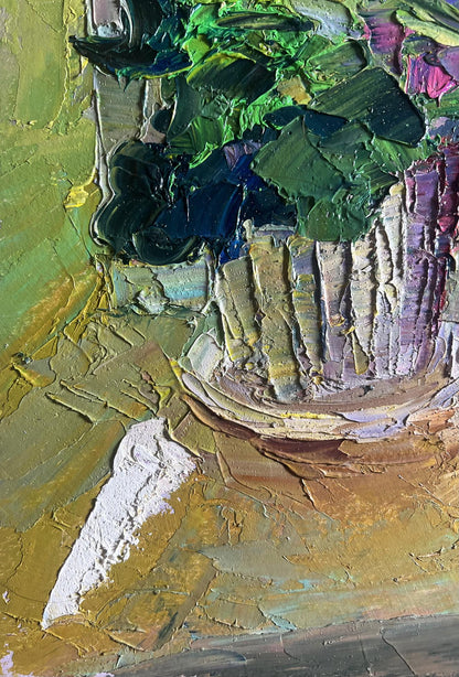 Oil painting Flowers on the windowsill Boris Serdyuk