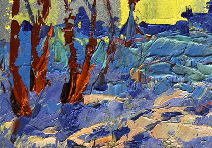 Oil painting Winter evening with yellow sunset Oleksiy Ivanyuk