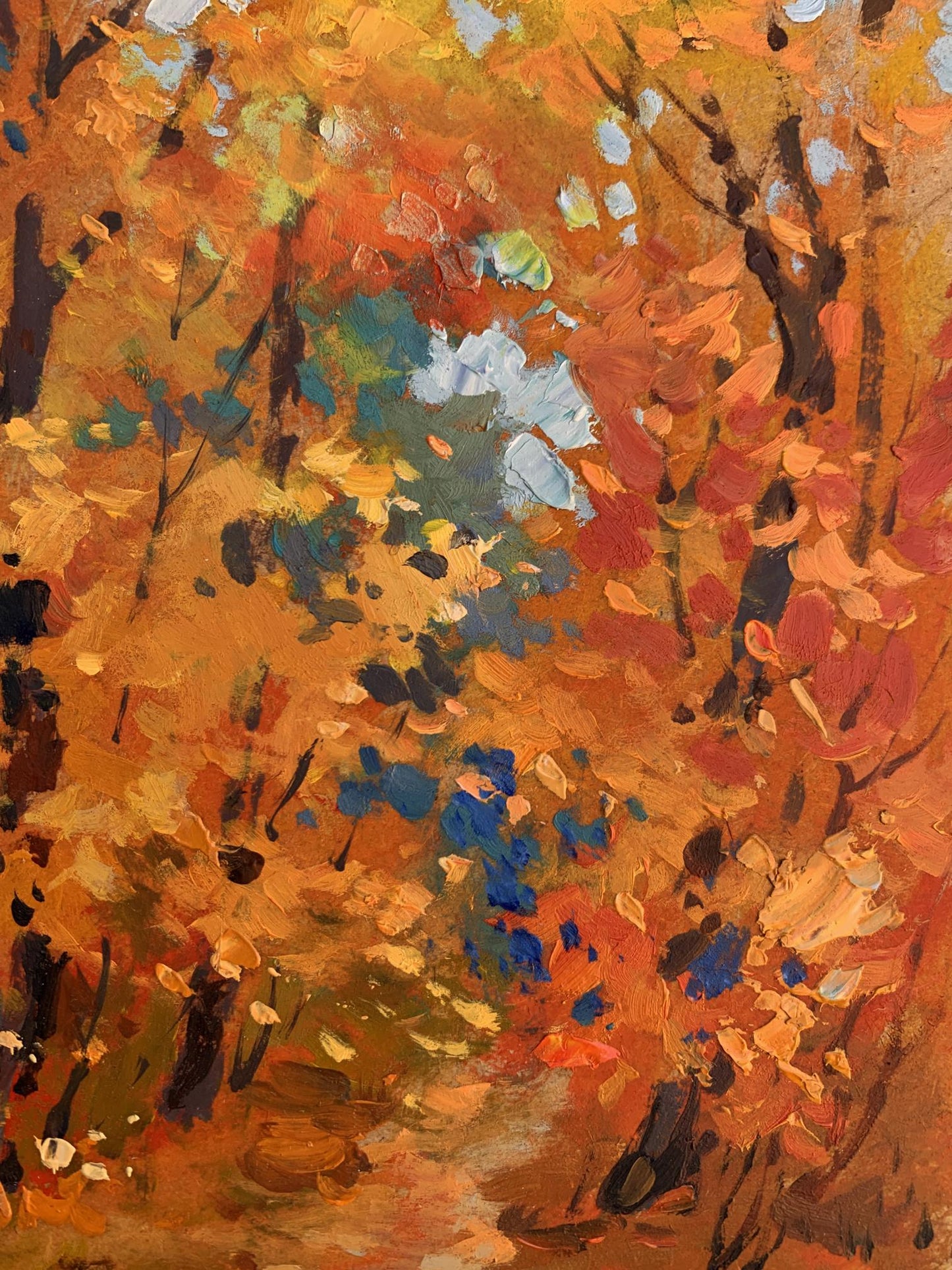 OIl painting Orange autumn forest Yuriy Suprunchuk