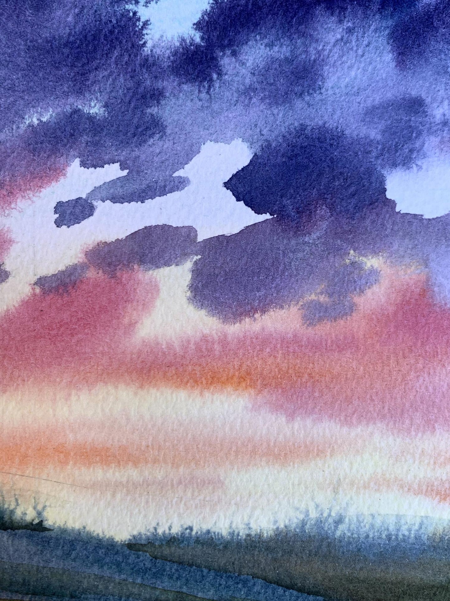 Watercolor painting Pink sunset Svetlana Gramm