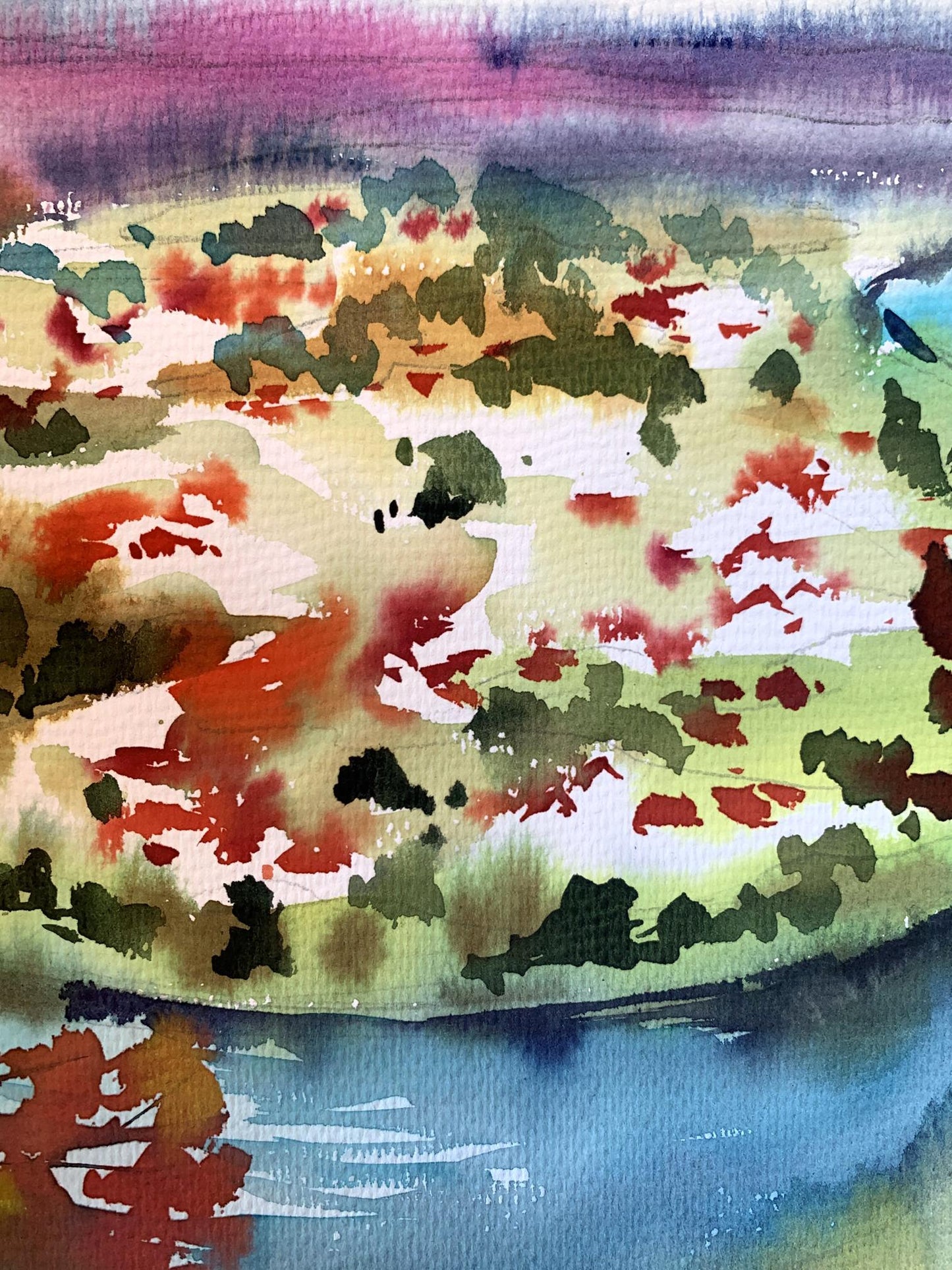 Watercolor painting View of the Reserve Svetlana Gramm