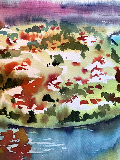 Watercolor painting View of the Reserve Svetlana Gramm