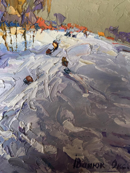 Chilling Beauty: Oksana Ivanyuk's Oil Painting of Snowy Hills