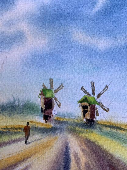 Pastel painting Road among the mills Svetlana Gramm