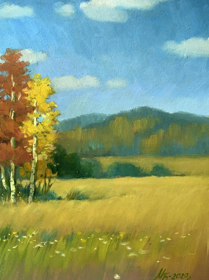 Oil painting Golden forest Mykhailo Burdylo