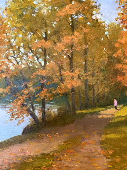 Oil painting In the autumn park Mykhailo Burdylo