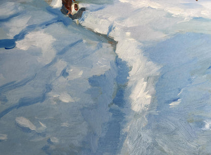 OIl painting Quiet village in winter Yuriy Suprunchuk