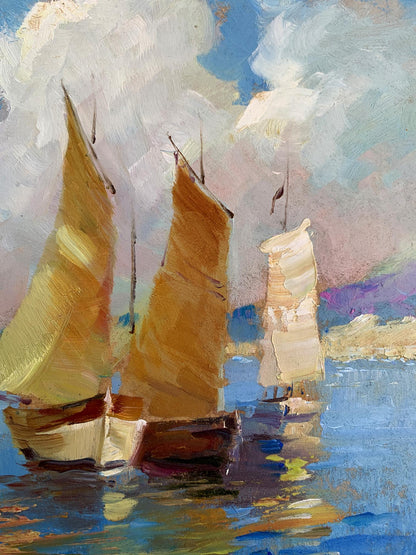 OIl painting There is a sailboat at sea Yuriy Suprunchuk