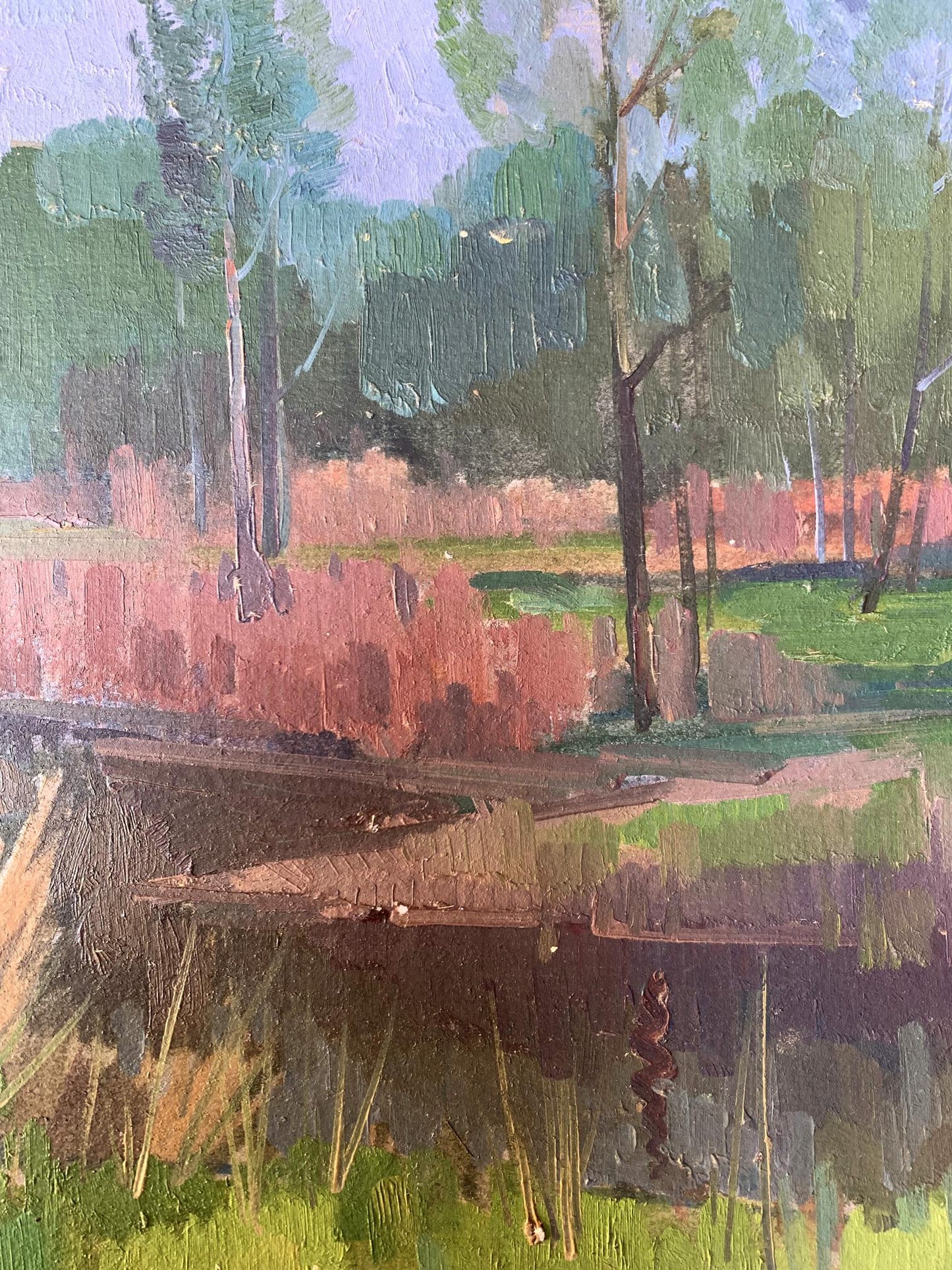 Oil painting There is a river in the forest Peter Dobrev