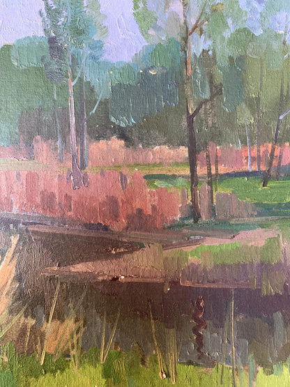 Oil painting There is a river in the forest Peter Dobrev