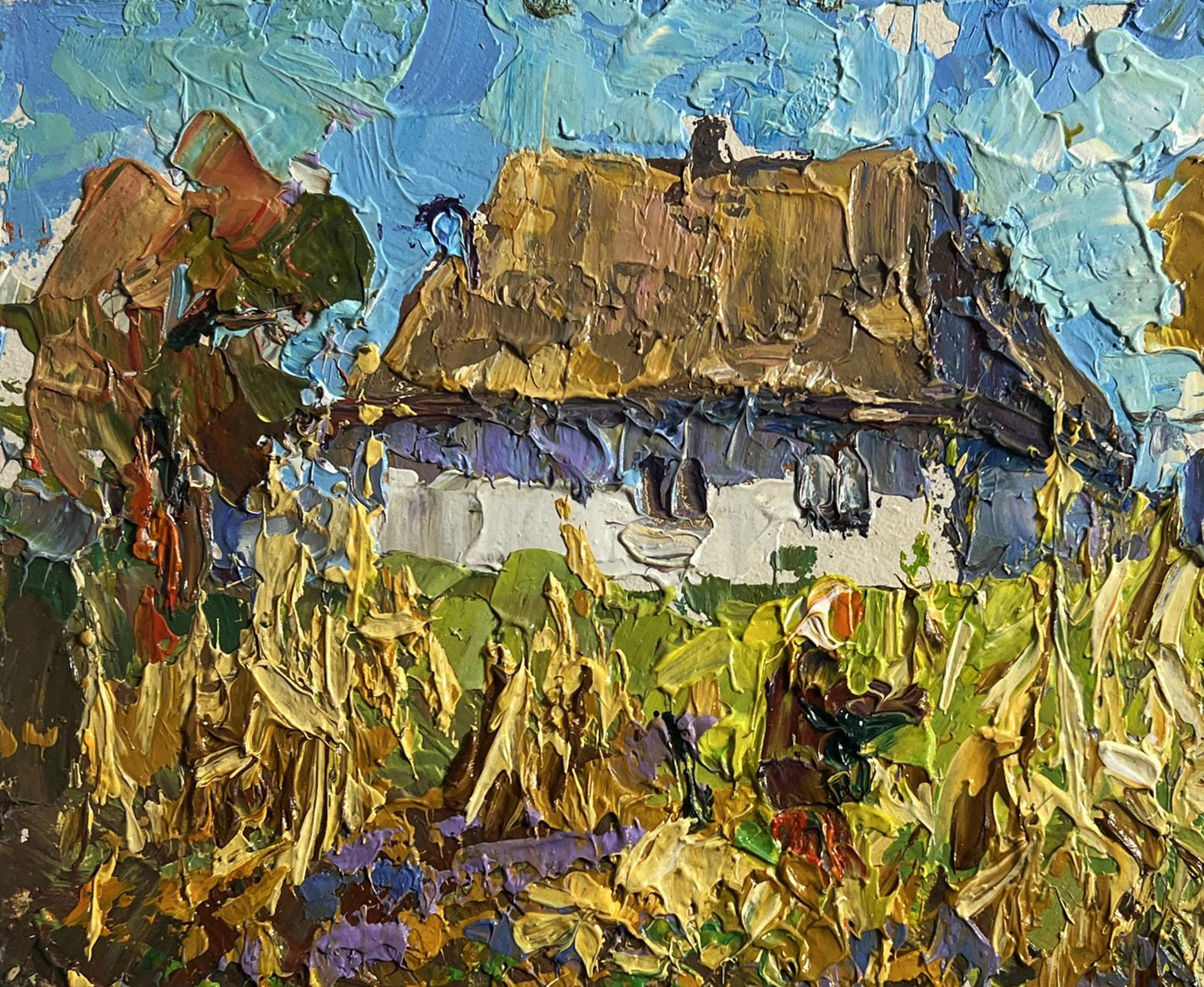 Oil painting Autumn gardening time Oleksiy Ivanyuk