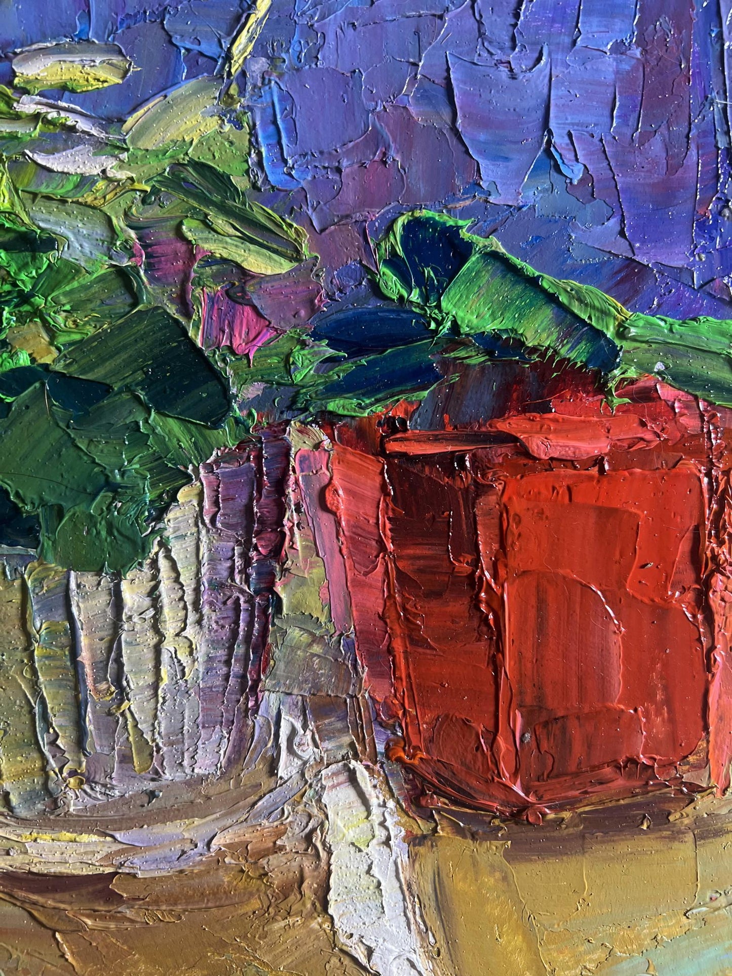 Oil painting Flowers on the windowsill Boris Serdyuk